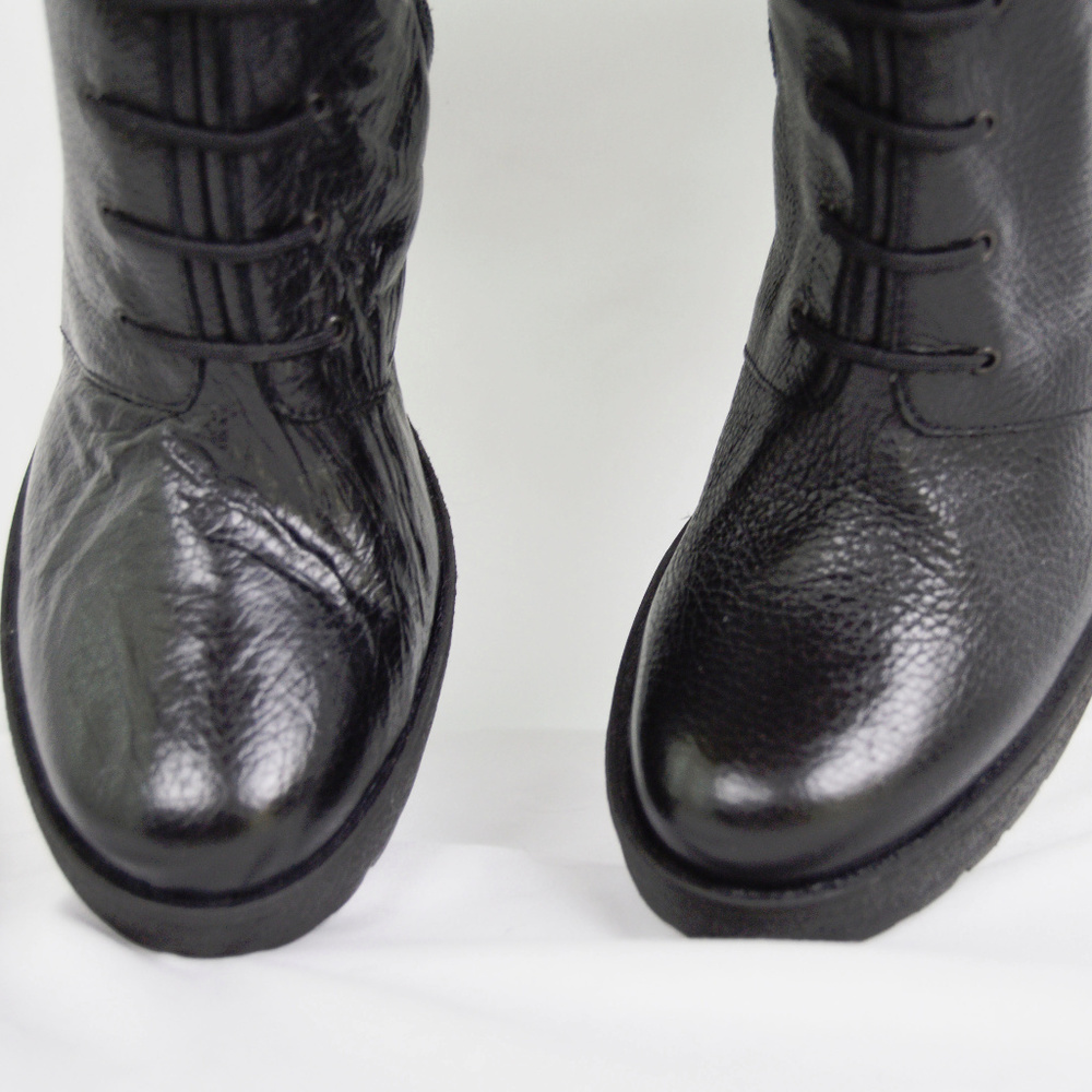 90s Styl Tall Boots Rubber Lug Lace Up Punk Goth